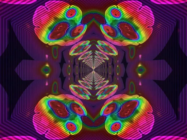 4:3 Classic 60fps Screensaver Neon Tunnel VJ Loop Trippy Symmetry