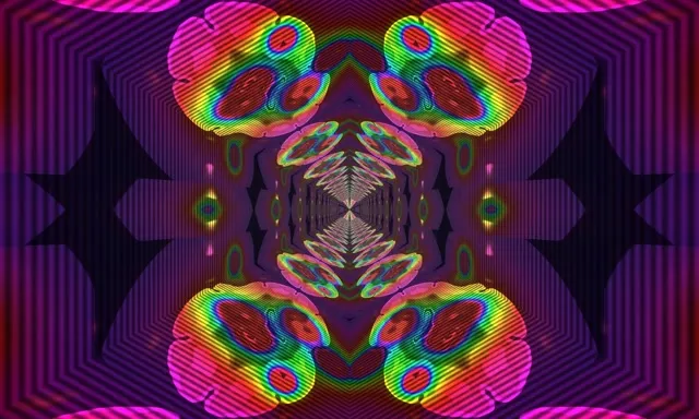 5:3 Wide 60fps Screensaver Neon Tunnel Background Edits Rainbow Shapes