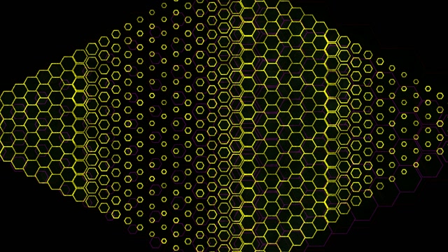 4K UHD 60fps Screensaver PC Neon Tunnel VJ Loop Yellow Hexagons