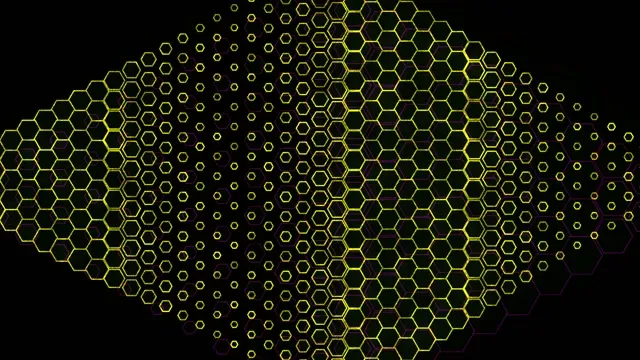 4K UHD 60fps Screensaver PC Neon Tunnel VJ Loop Yellow Hexagons