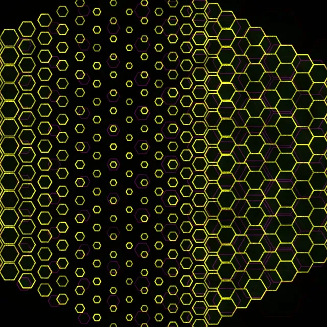 1:1 Square 60fps Screensaver Neon Tunnel Live Wallpaper Yellow Hexagon Glow