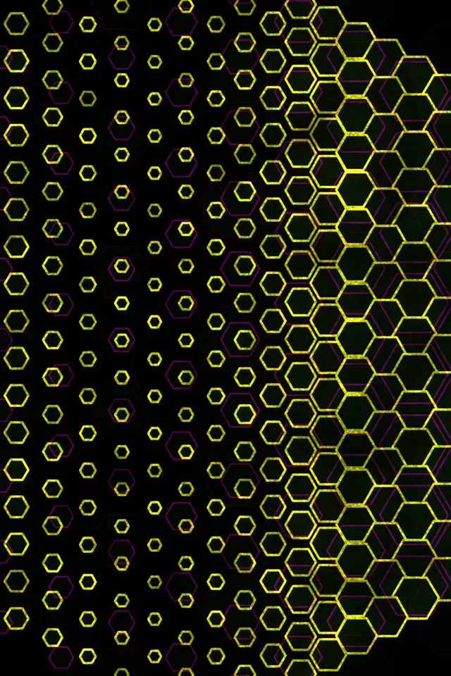 2:3 Photo Portrait 60fps Screensaver Neon Tunnel VJ Loop Yellow Hexagon Glow