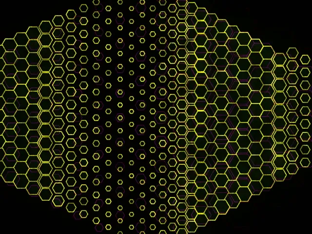 4:3 Classic 60fps Screensaver Neon Tunnel VJ Animation Yellow Hexagons