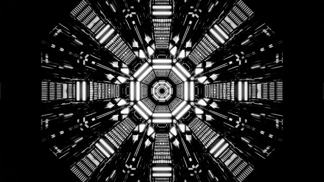 Black White Abstract Geometric Tunnel VJ Loop - Kaleidoscope Motion Background