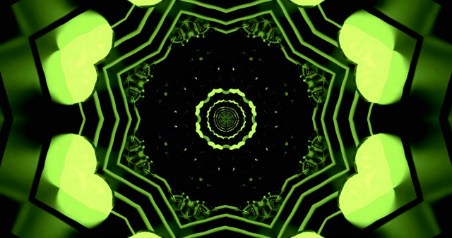 10 hours 4K UHD 60fps screensaver neon tunnel green kaleidoscope vj loop