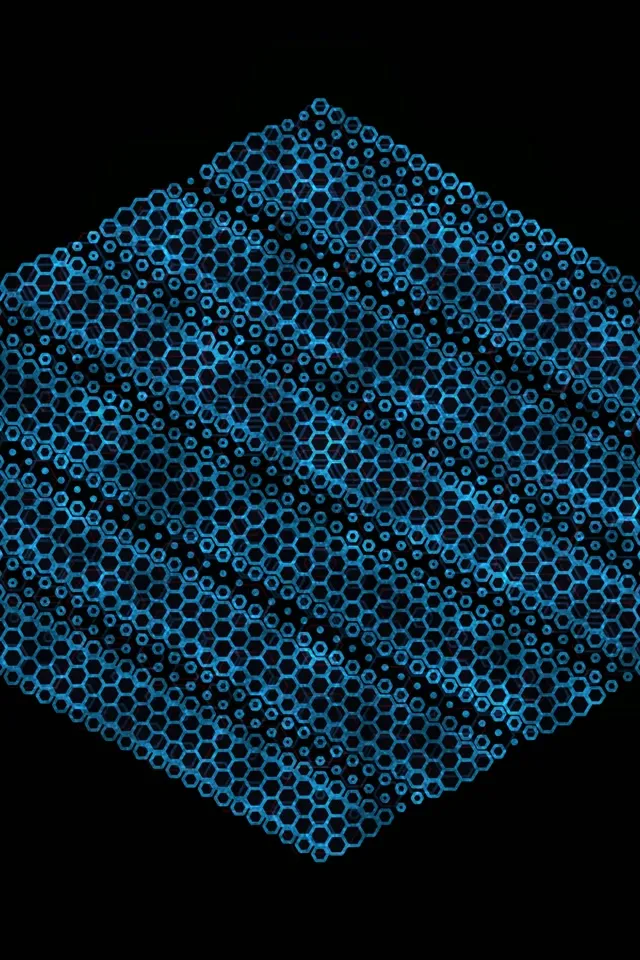 2:3 Photo Portrait 60fps Screensaver Neon Tunnel Background for Edits Blue Hexagon