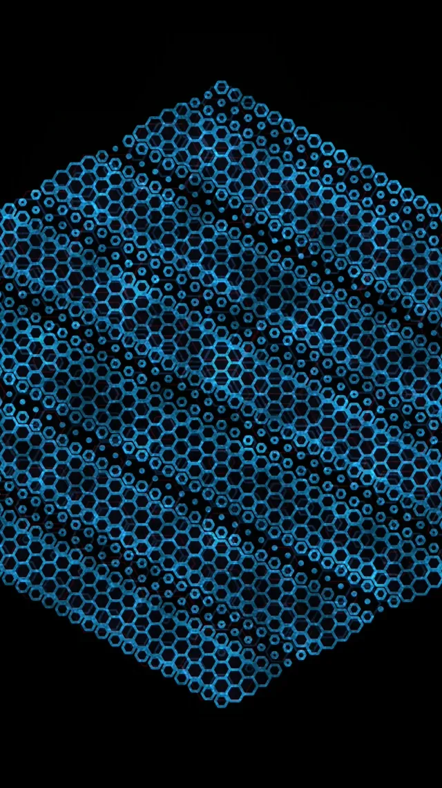 9:16 Reels 60fps Screensaver Neon Tunnel VJ Animation Blue Hexagon Geometric