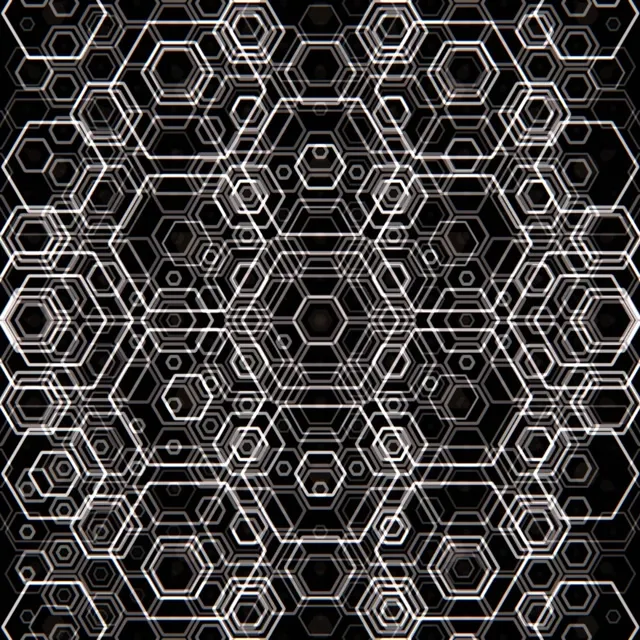 1:1 Square 60fps Screensaver | Hexagon Spiral VJ Loop Neon Abstract White
