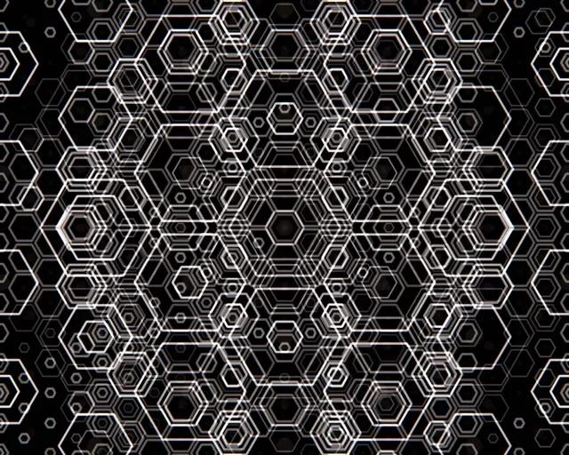 5:4 Industrial 60fps Screensaver | Neon Hexagon Kaleidoscope Motion Background Loop