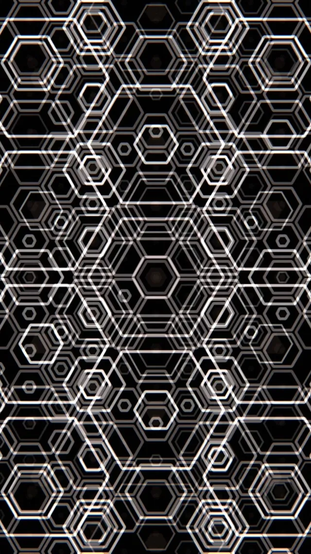 9:16 Reels 60fps Screensaver | Hexagon Tunnel Motion Background Neon Geometric
