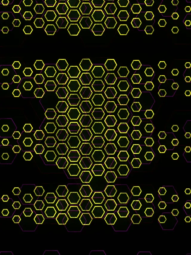 3:4 iPad Portrait 60FPS Hexagon Screensaver | Yellow Neon Motion VJ Background