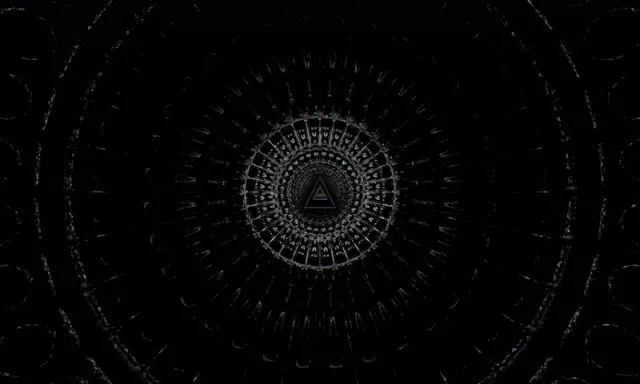 VJ Loop Neon Tunnel Spiraling Triangle Vortex 60fps 5:3 Wide Screensaver