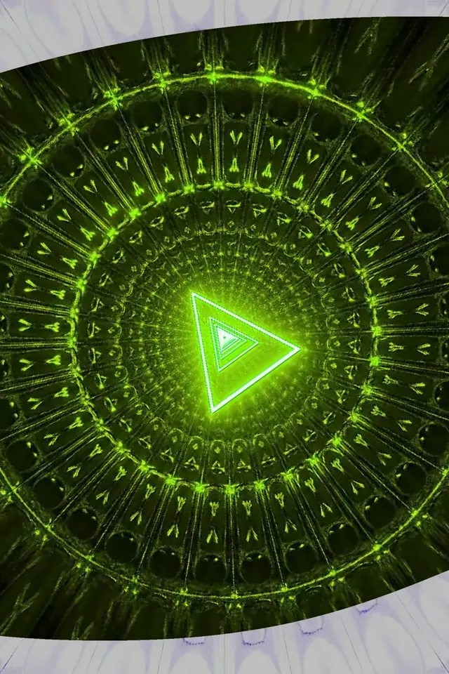 Neon Tunnel Spiraling Triangle Vortex 2:3 Portrait 60fps Screensaver Loop