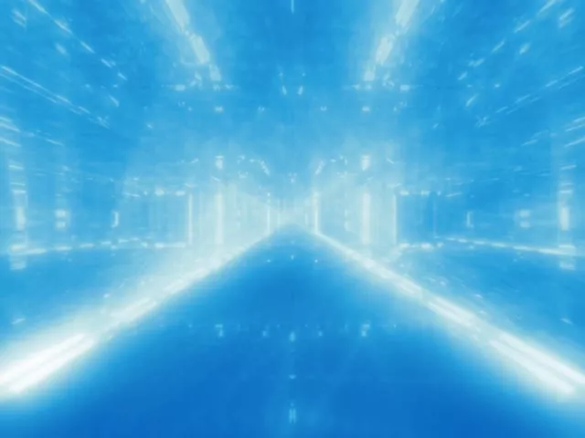 4:3 Classic Neon Tunnel VJ Loop 60fps Screensaver Glowing Blue Corridor