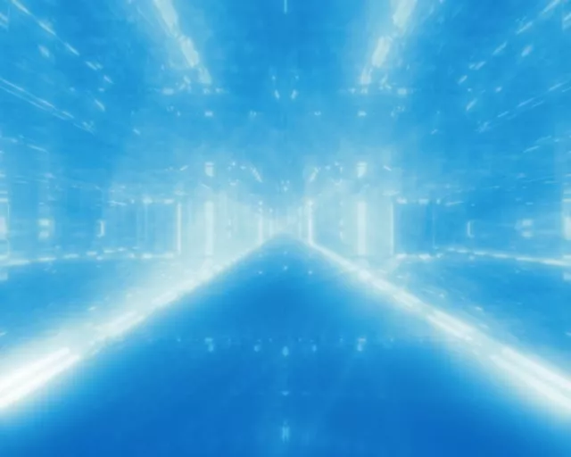 5:4 Industrial Neon Tunnel VJ Loop 60fps Screensaver Blue Light Corridor