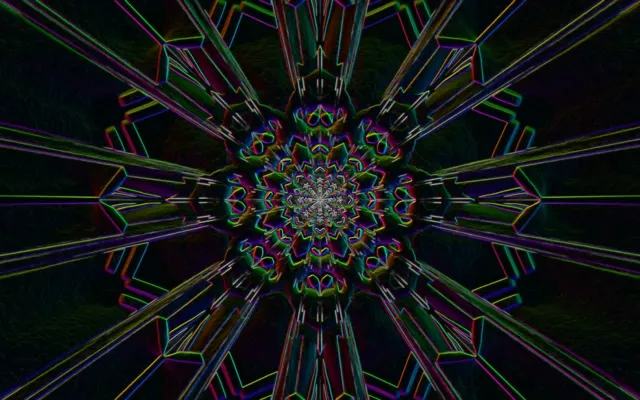 Neon Tunnel Fractal Kaleidoscope VJ Loop 60fps 16:10 Screensaver