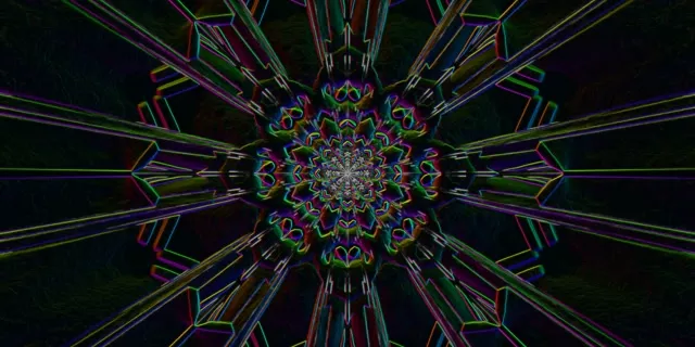 Neon Tunnel Fractal Kaleidoscope VJ Loop 2:1 60fps Screensaver