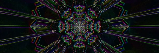 3:1 Triple Wide Neon Tunnel Fractal Kaleidoscope 60fps Screensaver VJ Loop