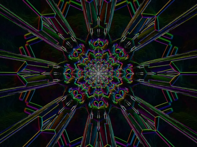 Fractal Kaleidoscope Neon Tunnel VJ Loop 60fps 4:3 Classic Screensaver