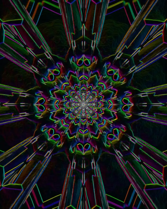 Neon Tunnel Fractal Kaleidoscope VJ Loop 60fps 4:5 Instagram Screensaver