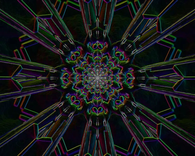 5:4 Industrial Neon Tunnel Kaleidoscope Vortex 60fps Screensaver Loop
