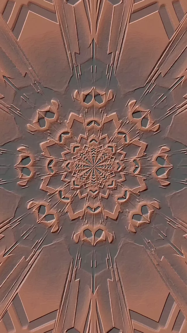 Copper Fractal Kaleidoscope Neon Tunnel VJ Loop 9:16 Reels 60fps Screensaver