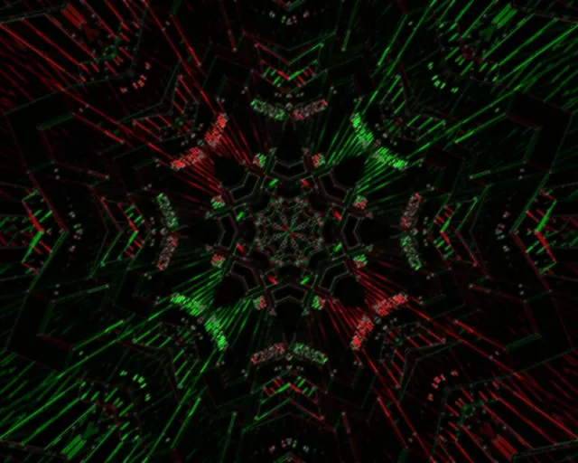 5:4 Industrial Neon Tunnel VJ Loop 60fps Screensaver Red Green Geometric