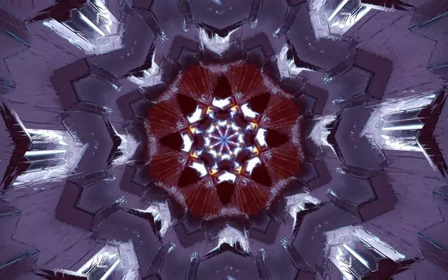 Neon Tunnel Pulsating Crimson Kaleidoscope VJ Loop 60fps 16:10 Screensaver