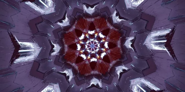 Pulsating Red Neon Tunnel Kaleidoscope VJ Loop 2:1 60fps Screensaver