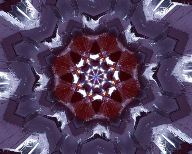 5:4 Industrial Neon Tunnel Pulsating Crimson Kaleidoscope Vj Loop 60fps Screensaver