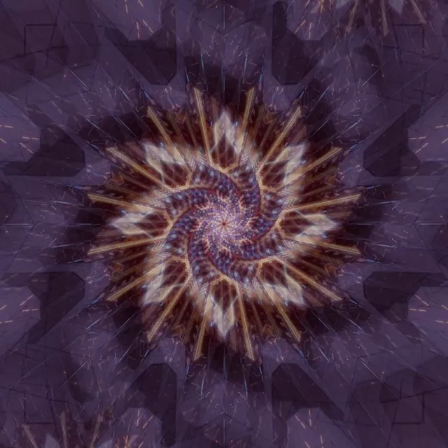 Spiraling Gold Neon Tunnel VJ Loop 1:1 Square 60fps Screensaver