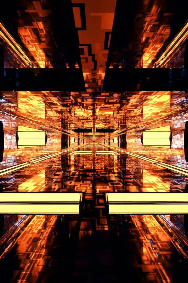 Neon Tunnel Vj Loop 2:3 Portrait 60fps Screensaver Orange Geometric Vortex