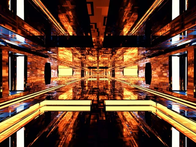 4:3 Classic 60fps Neon Tunnel Screensaver - Golden Vortex VJ Loop