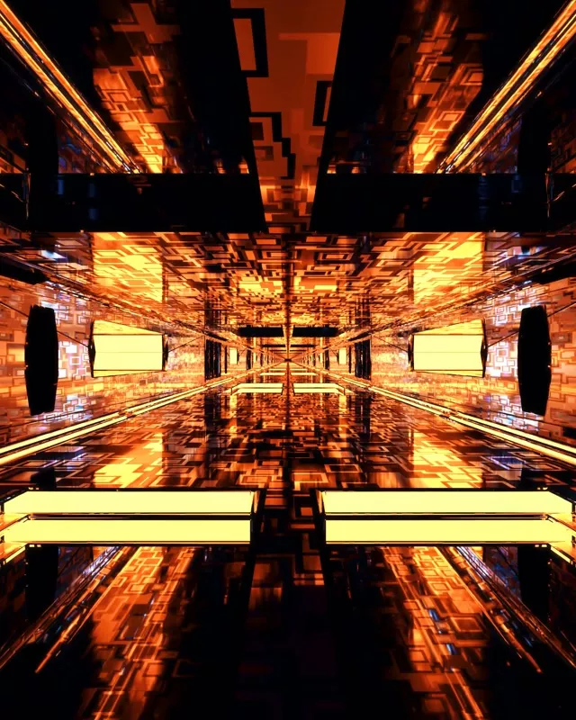 Neon Tunnel VJ Loop 4:5 Instagram 60fps Screensaver Orange Geometric Vortex