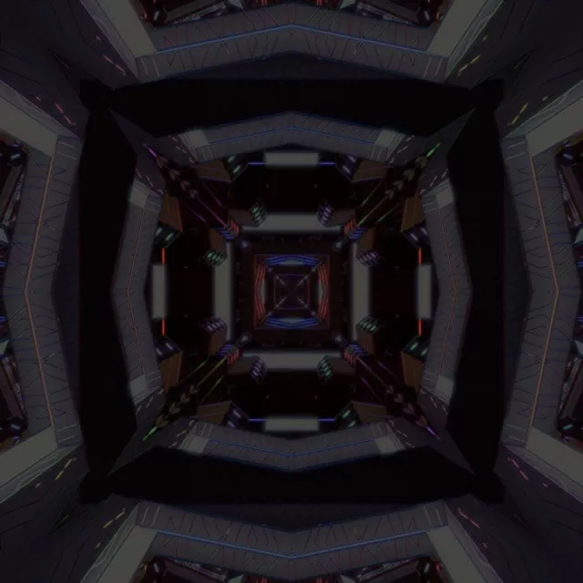Neon Tunnel VJ Loop 1:1 Square 60fps Screensaver Pulsating Geometric Vortex