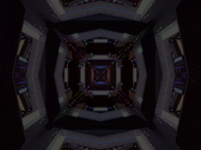 4:3 Classic 60fps Neon Tunnel Screensaver - Recursive Square Vortex VJ Loop