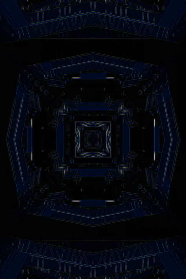 2:3 Neon Tunnel Blue Square Vortex 60fps Screensaver VJ Loop