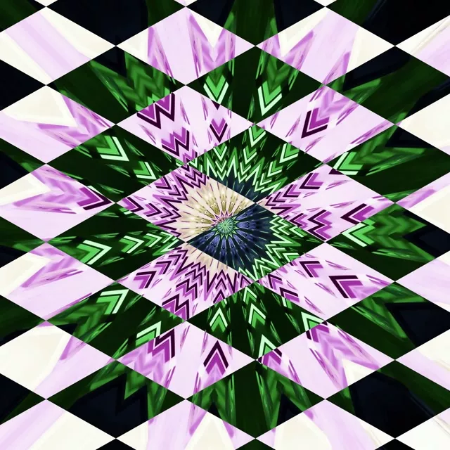 VJ Loop Neon Tunnel Kaleidoscope Diamond Vortex 1:1 Square 60fps Screensaver