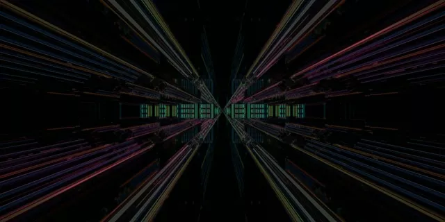 Neon Tunnel Vj Loop 2:1 Univisium 60fps Screensaver Radiating Light Streaks