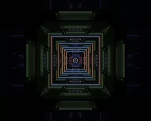 5:4 Industrial Neon Tunnel Screensaver 60fps VJ Loop Concentric Squares