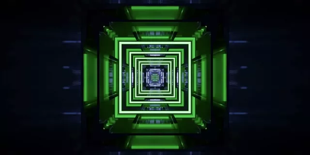 Neon Tunnel Pulsating Square Vortex VJ Loop 2:1 60fps Screensaver