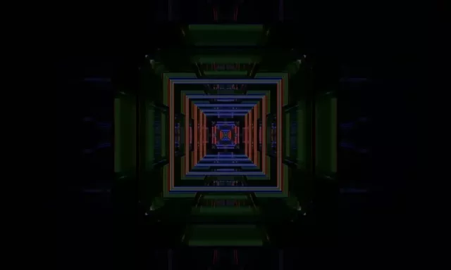 Neon Tunnel Vj Loop 5:3 Wide 60fps Screensaver Pulsating Square Vortex