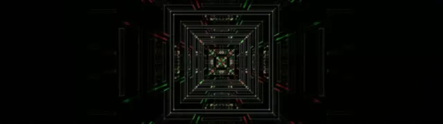 32:9 Ultrawide Neon Tunnel Spiraling Square Vortex VJ Loop 60fps