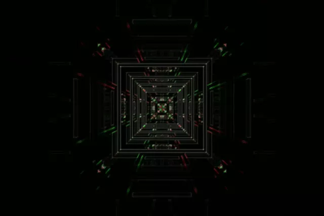 Neon Tunnel Spiraling Square Vortex VJ Loop 60fps Screensaver 3:2