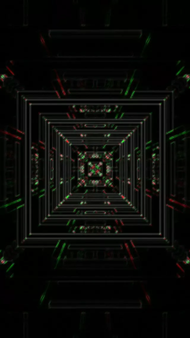 Neon Tunnel VJ Loop 9:16 Reels 60fps Screensaver Spiraling Square Vortex