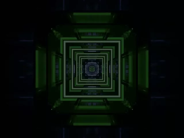 4:3 Classic Neon Tunnel VJ Loop 60fps Screensaver Green Square Vortex
