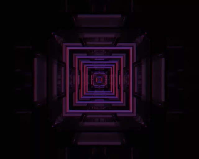 5:4 Industrial Neon Tunnel VJ Loop 60fps Screensaver Pulsating Square Vortex