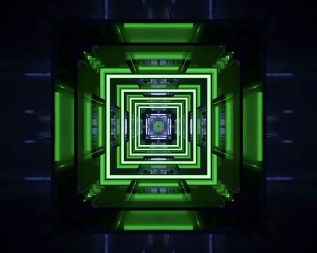 5:4 Industrial Neon Tunnel VJ Loop 60fps Screensaver Concentric Squares