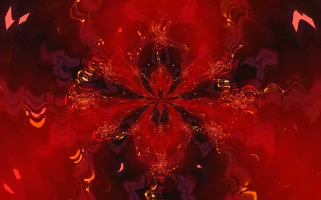 Pulsating Red Kaleidoscope Neon Tunnel VJ Loop 16:10 Macbook 60fps Screensaver