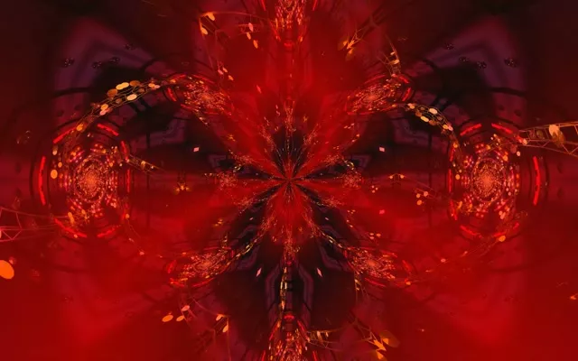 Red Kaleidoscope Burst Neon Tunnel 16:10 MacBook 60fps Screensaver VJ Loop